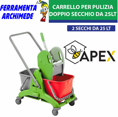 CARRELLO MULTIUSO DOPPIA VASCA CARRELLO SECCHIO PER LA PULIZIA PROFESSIONALE