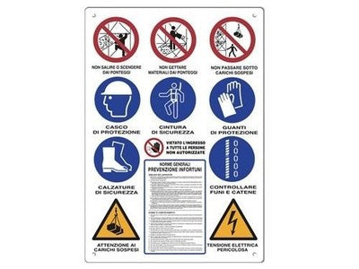 CARTELLI CARTELLO PER CANTIERI EDILI 12 NORME CM.139X88 SEGNALI REGOLAMENTO