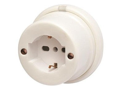 PRESA IN PORCELLANA BIP/SCHUKO 40433 CAVO ELETTRICO TRECCIATO  80xH50MM