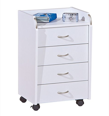 CASSETTIERA IN LAMINATO BIANCO CON RUOTE CM. 40X36X65H