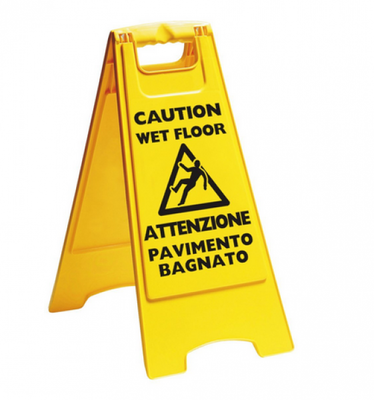 CARTELLO PANNELLO ATTENZIONE PAVIMENTO BAGNATO ITALIANO INGLESE PEZZI 2