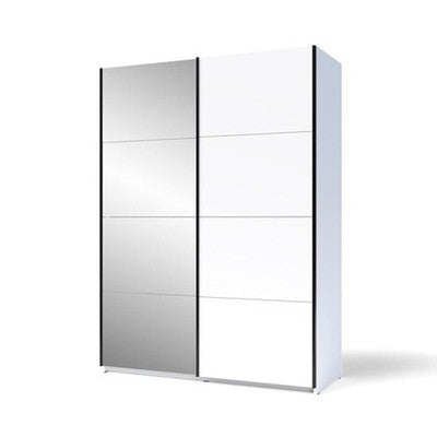 Armadio Guardaroba 2 Ante Scorrevoli Con Specchio 150x58x204 Cm Smart Bianco