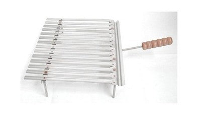 BISTECCHIERA GRATICOLA GRIGLIA INOX RACCOGLISUGO CON PIEDI APPOGGIO CM.40X36