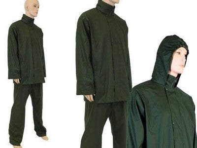 COMPLETI COMPLETO IMPERMEABILE BRIXO PU VERDE GIACCA + PANTALONE