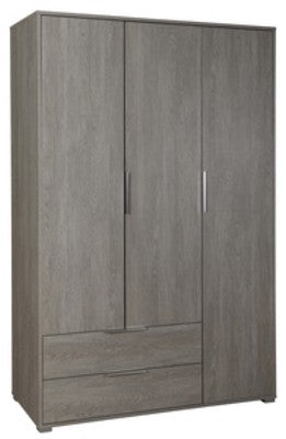 KIT ARMADIO TRE ANTE E DUE CASSETTI CM. 118X51X183H ROVERE O BIANCO