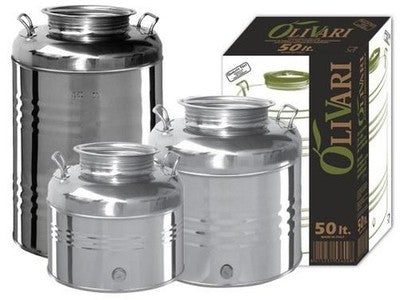 BIDONE CONTENITORE FUSTO OLIO OLIVARI 30LT IN ACCIAIO INOX MADE IN ITALY