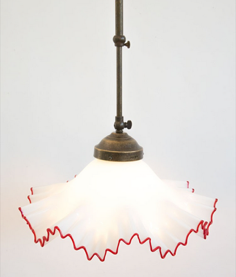 LAMPADARIO TELESCOPICO MURANO 1 LUCE IN FERRO BATTUTO CRUCCOLINI LAMPADE ROSSO