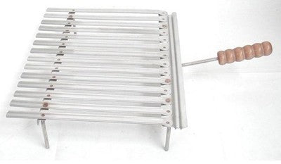 BISTECCHIERA GRATICOLA GRIGLIA INOX RACCOGLISUGO CON PIEDI APPOGGIO CM.50X36