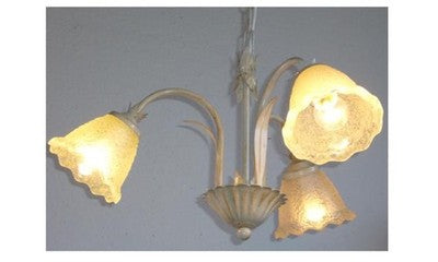 LAMPADARIO GHIAIA 3 LUCI FERRO BATTUTO LAMPADE LAMPIONE APPLIQUE LANTERNA