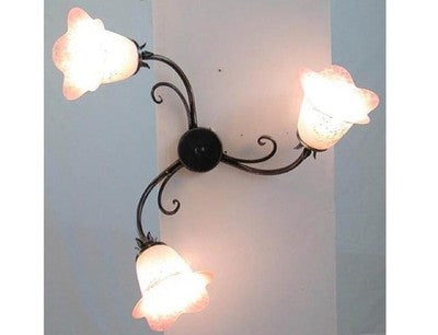 LAMPADARIO PLAFONIERA ELICA 3 LUCI NERO-ARGENTO FERRO BATTUTO LANTERNA APPLIQUE