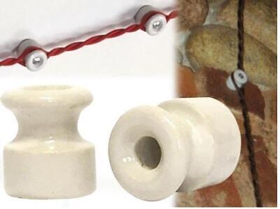 ISOLATORE PORCELLANA 40406 PER CAVO ELETTRICO TRECCIATO  18 MM BIANCO