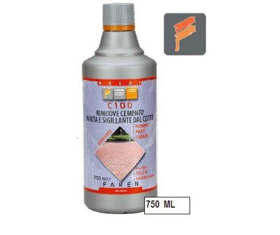 DISINCROSTANTE ACIDO FORTE C100 PER PULIZIA EDILIZIA BALCONI MALTA CALCE ML 750