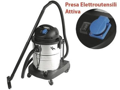 BIDONE ASPIRATUTTO SOLIDI E LIQUIDI DOMO RAC INOX LT. 50 1400W ASPIRAPOLVERE