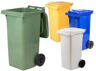 BIDONE BIDONI QUADRI CON RUOTE PER RIFIUTI 240LT CM. 73x58xH106 - 4 COLORI