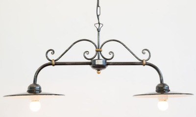 LAMPADA LAMPADARIO A BILANCERE 2 PIATTI SMALTATI PICCOLI CRUCCOLINI LANTERNE