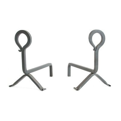 COPPIA DI ALARI FERRO BATTUTO GIOTTO CM.36X31 CAMINO CAMINETTO FUOCO