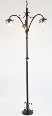 LAMPADE LINEA GOCCIA LAMPIONE FIORENTINO 3 LUCI CM. 280 FERRO BATTUTO E VETRO
