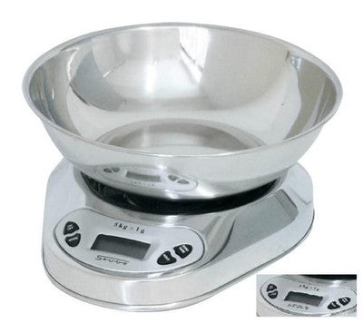 BILANCIA DA CUCINA ELETTRONICA INOX PORTATA 5K DIMENSIONI 21x22,5x11 h CM