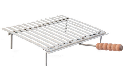 BISTECCHIERA GRATICOLA GRIGLIA INOX RACCOGLISUGO CON PIEDI APPOGGIO CM.30X36
