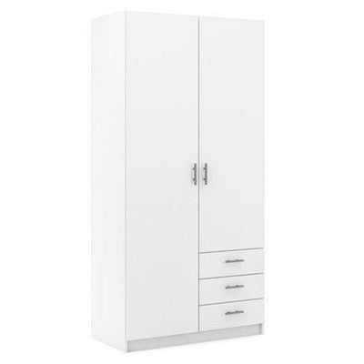 Armadio guardaroba bianco 2 ante 3 cassetti Armadi in legno camera da letto