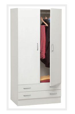 KIT ARMADIO 2 ANTE CON 2 CASSETTI CM. 80X52X184,5H BIANCO LINEA FACILE