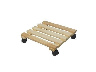 CARRELLO PORTAVASO SOTTOVASO IN LEGNO CON RUOTE 35x35CM H8CM PORTATA 120KG