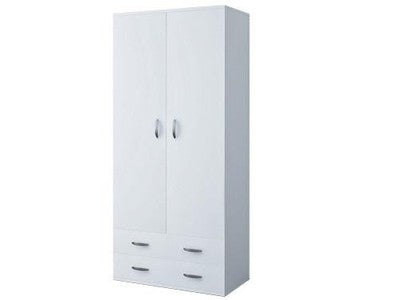 ARMADIO A 2 ANTE CON CASSETTI BIANCO NOBILITATO MELAMINICO CM.80x52xH170