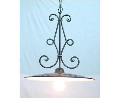 LAMPADARIO LAMPADA PIATTO SMALTATO D.45 IN FERRO BATTUTO CRUCCOLINI