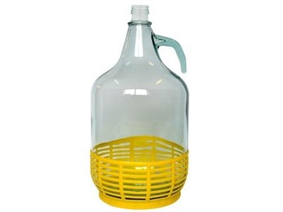 6 PZ DAME BOTTIGLIONI IN VETRO CON CESTINO DA LT.5