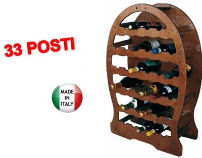 CANTINETTE PORTABOTTIGLIE IN LEGNO BOTTE A 33 POSTI CM. 61x26,5x96H CANTINETTA
