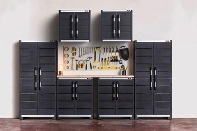 ARMADIO PORTA ATTREZZI ALTO E BASSO KETER XL GARAGE IN RESINA