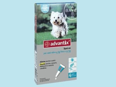 ADVANTIX SPOT ON BAYER CANI DA 40 A 10Kg PREVENZIONE PULCI ZECCHE ZANZARE