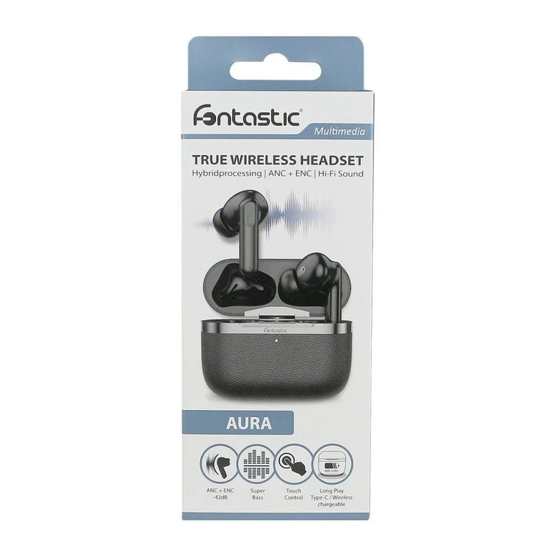 Cuffie Auricolari Wireless TWS Ibride ANC+ENC Aura Nero