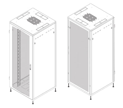 Armadio Rack NextGen 19'' 800x800 42U Porta Pan.Posteriore Grigliati Nero