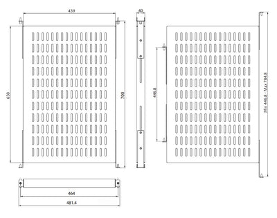 Base per Armadi 19'' Ripiano a Profondità Adattabile per Server Rack 1U Nero