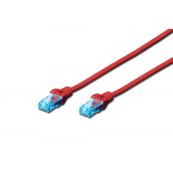 Cavo di rete UTP dritto non schermato CaT. 5E con Plug - Lunghezza 5Mt. - >Rosso