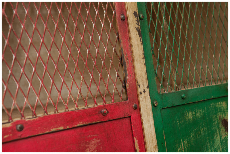 Biscottini Armadietto da officina castrol in ferro dipinto a mano stile vintage Offerta