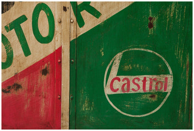 Biscottini Armadietto da officina castrol in ferro dipinto a mano stile vintage Offerta