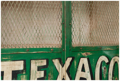 Biscottini Armadietto da officina texaco in ferro dipinto a mano stile vintage Offerta