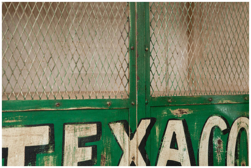 Biscottini Armadietto da officina texaco in ferro dipinto a mano stile vintage Offerta