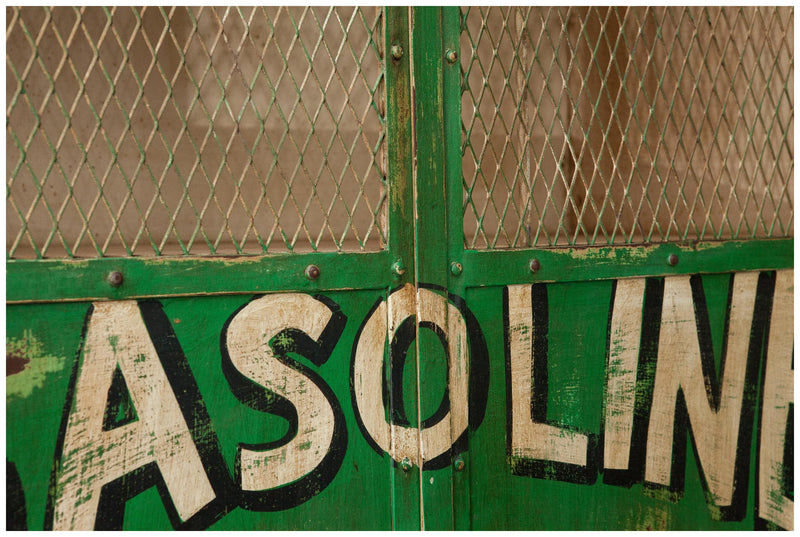 Biscottini Armadietto da officina texaco gasoline in ferro dipinto a mano stile vintage