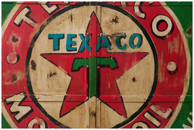 Biscottini Armadietto da officina texaco gasoline in ferro dipinto a mano stile vintage