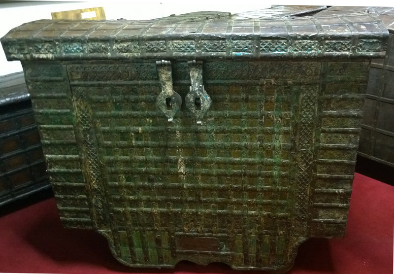 Biscottini Vecchio forziere in legno e ferro L126xPR65xH106 cm realizzato dimensioni Molto