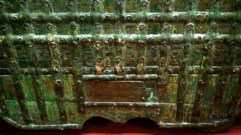 Biscottini Vecchio forziere in legno e ferro L126xPR65xH106 cm realizzato dimensioni Molto