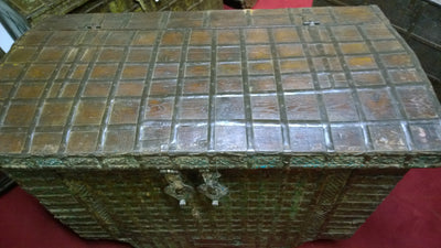 Biscottini Vecchio forziere in legno e ferro L126xPR65xH106 cm realizzato dimensioni Molto