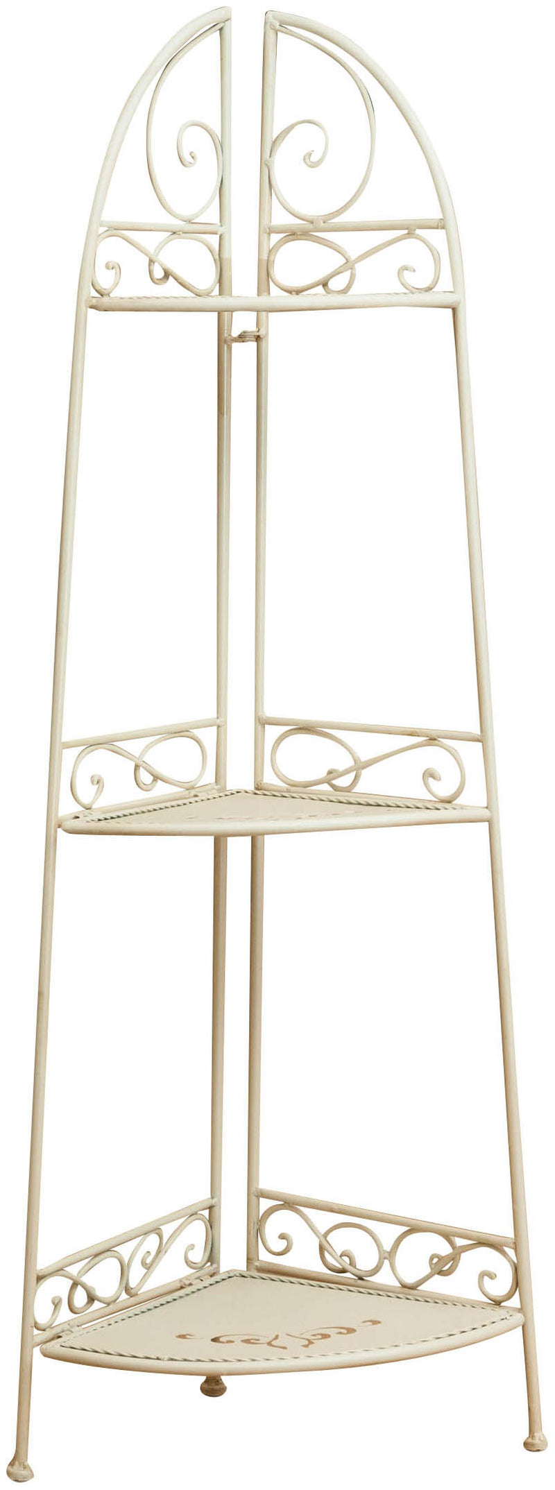 Biscottini Etagere ad angolo multifunzione richiudibile in ferro battuto finitura bianca anticata L40xPR28xH110 cm