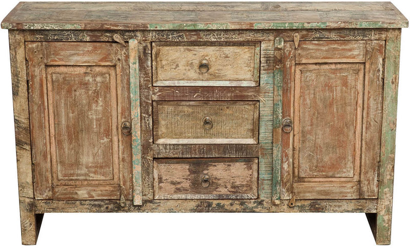 Biscottini Credenza in legno massiccio riciclato finitura anticata L138XPR36xH84 cm Solida