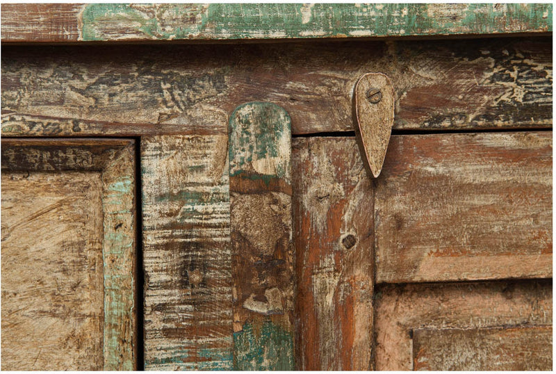 Biscottini Credenza in legno massiccio riciclato finitura anticata L138XPR36xH84 cm Solida