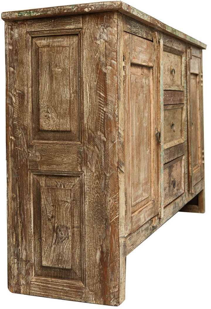 Biscottini Credenza in legno massiccio riciclato finitura anticata L138XPR36xH84 cm Solida
