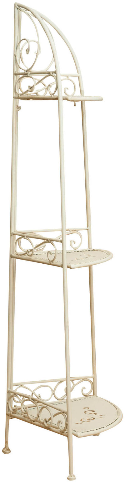 Biscottini Etagere ad angolo multifunzione richiudibile in ferro battuto finitura bianca anticata L40xPR28xH110 cm